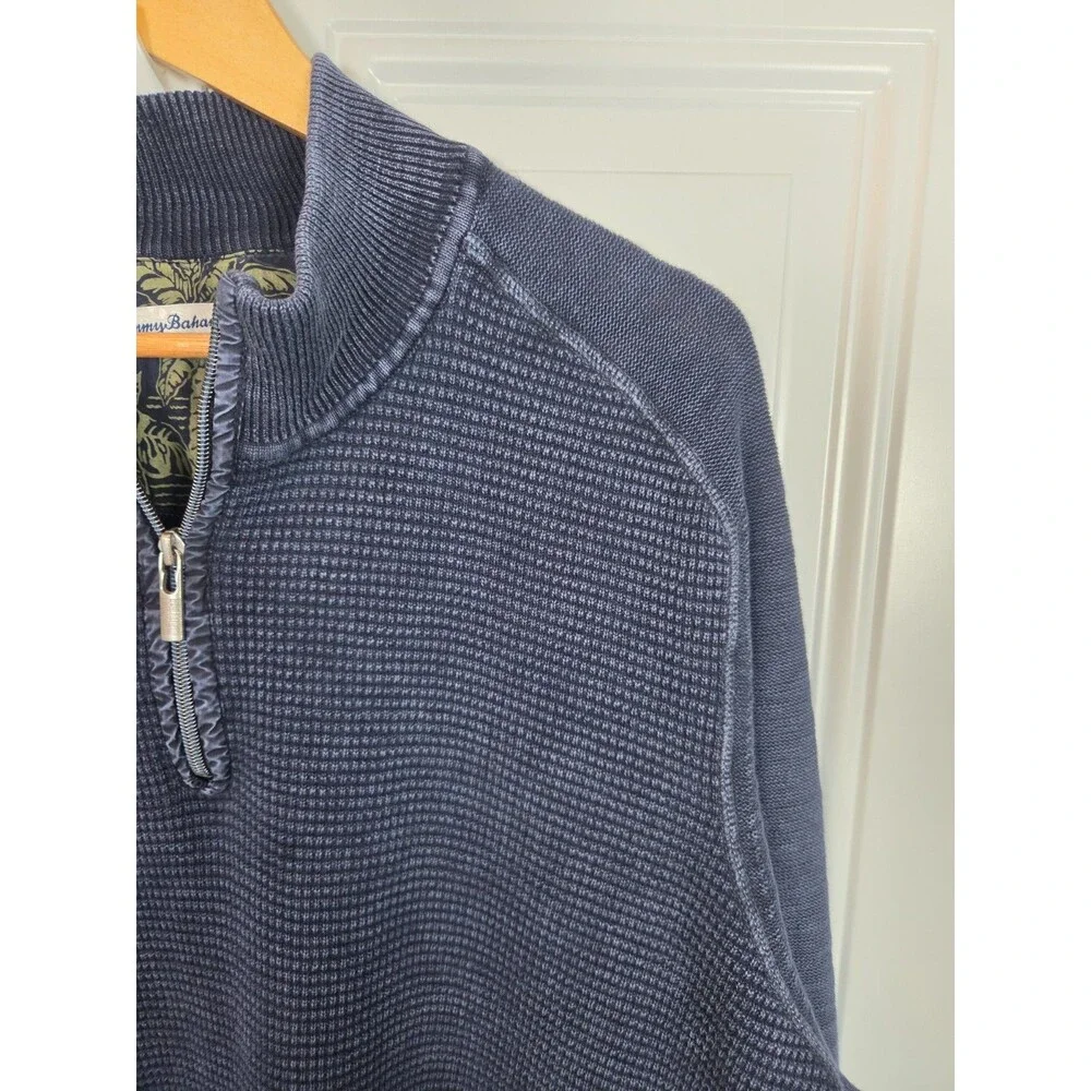 Tommy Bahama Mens Waffleknit 1/4 Zip Pullover Sweater Size XXL
